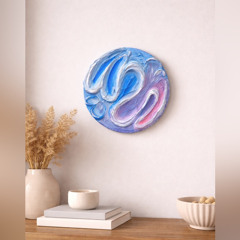 Abstract Blue and Pink Swirl Art Piece 6.5”
